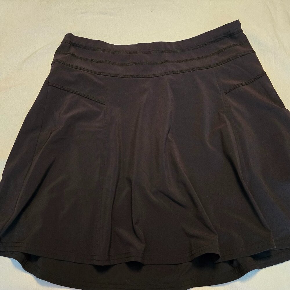 Athleta Women Everyday Woven Skort Skirt A Line Side Zip Black M Medium Sz 8 GUC